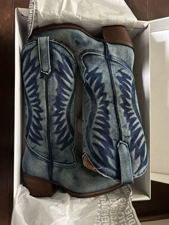 Steve Madden Shoes - Steve Madden Denim Blue Western Knee-High Boot NEW in box